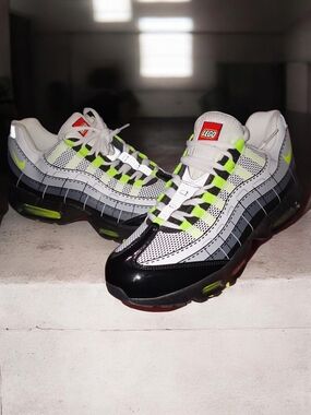 Men’s White & Neon Green Athletic Sneakers